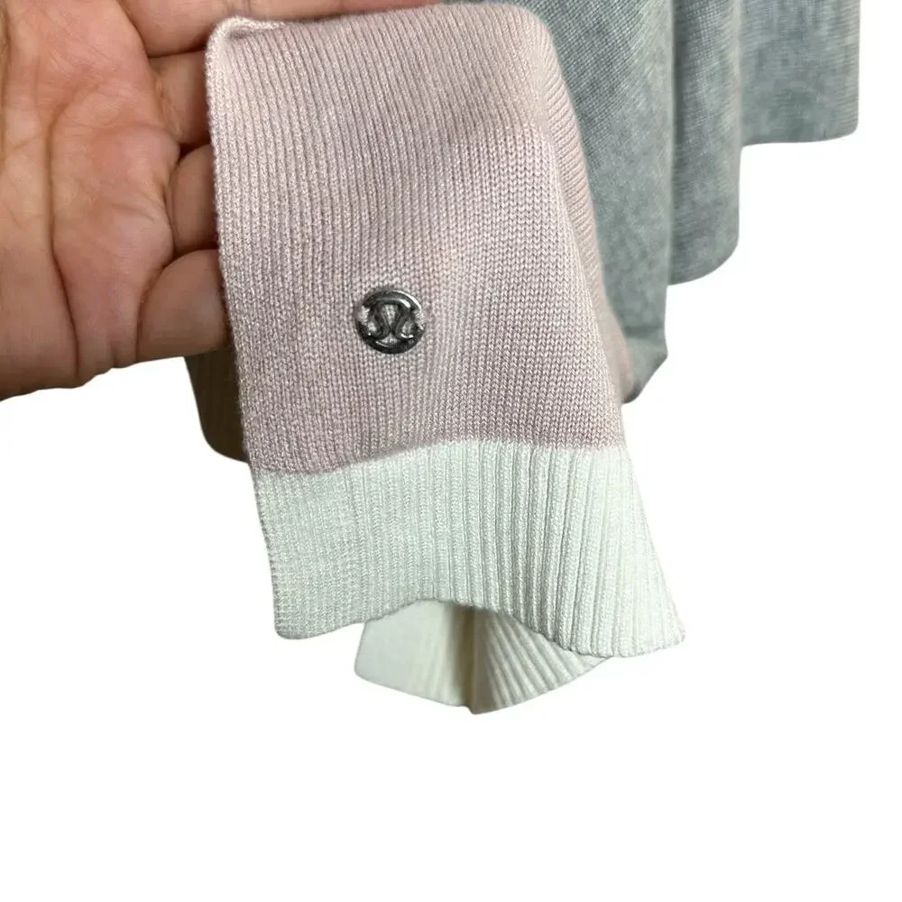 Lululemon Hatha Wrap Quicksand Misty Pink White Grey Shawl Cardigan One Size